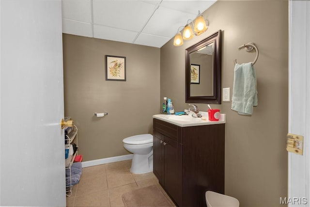 1261 Whispering Winds Dr, Arnold, MO 63010 - bathroom with vanity, a paneled ceiling, and tile patterned floors