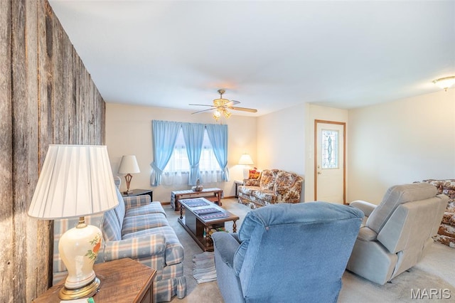 127 Chippewa, Piedmont, MO 63957 - living area featuring a ceiling fan and light colored carpet
