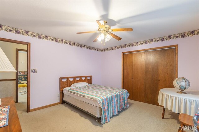 127 Chippewa, Piedmont, MO 63957 - bedroom with carpet flooring, a closet, and a ceiling fan