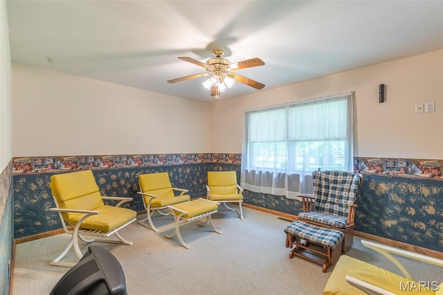 127 Chippewa, Piedmont, MO 63957 - sitting room with carpet flooring, ceiling fan, and baseboards