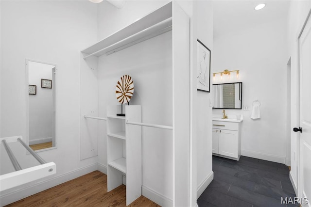 2765 Caroline St, Saint Louis, MO 63104 - spacious closet with dark wood-style flooring and a sink