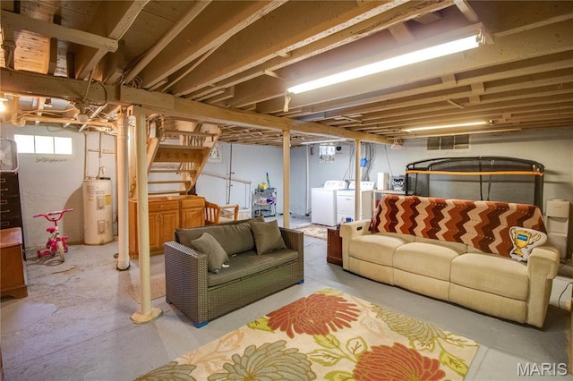 931 Sugarloaf Hill Rd, Dupo, IL 62239 - below grade area featuring electric water heater and independent washer and dryer