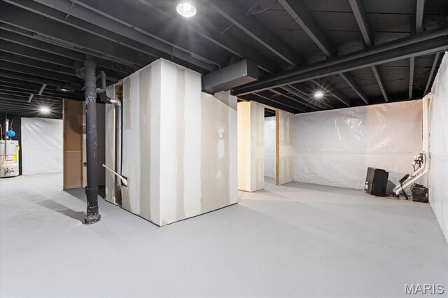 basement featuring water heater