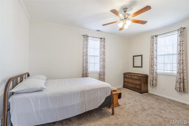 249 Trails End Way, Doniphan, MO 63935 - carpeted bedroom with crown molding, multiple windows, baseboards, and ceiling fan