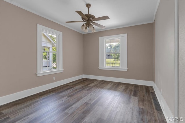 317 S Louisiana St, Cape Girardeau, MO 63703 - empty room featuring plenty of natural light, crown molding, wood finished floors, baseboards, and ceiling fan