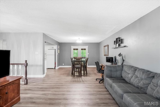 1748 Scenic Meadows Dr, Imperial, MO 63052 - living area featuring a textured ceiling, light wood finished floors, and baseboards