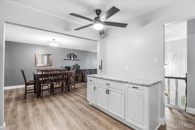 1748 Scenic Meadows Dr, Imperial, MO 63052 - dining room featuring light wood-type flooring, a textured ceiling, ceiling fan, and baseboards