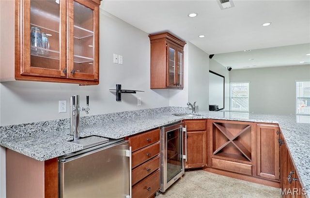 3 Lakeview Pointe Ct, Lake St Louis, MO 63367 - indoor wet bar featuring wine cooler, recessed lighting, and fridge