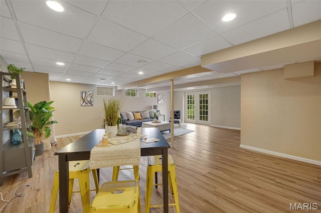 2794 Pinebrook Dr, Arnold, MO 63010 - dining space with baseboards, wood finished floors, a drop ceiling, and recessed lighting