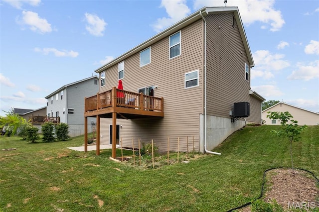 9421 Marbarry Dr, Fairview Heights, IL 62208 - rear view of property featuring a yard, a deck, and a patio