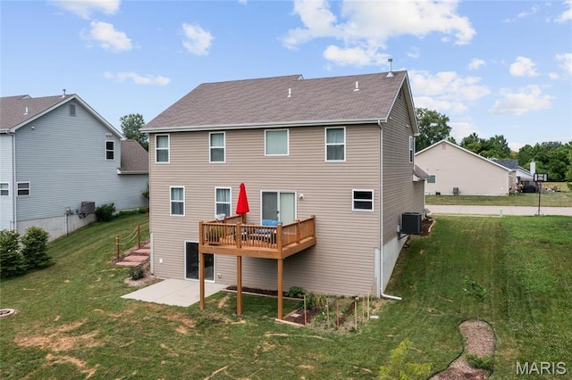9421 Marbarry Dr, Fairview Heights, IL 62208 - rear view of house with a yard, a patio, a deck, and a shingled roof