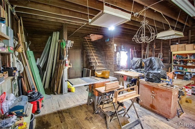 619 E Main St, Carlinville, IL 62626 - misc room with wood finished floors and wood walls