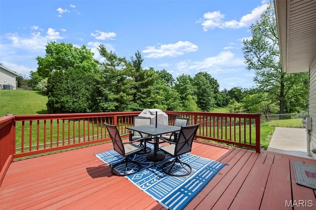 207 Straightoak, Ballwin, MO 63021 - wooden deck with a yard, outdoor dining area, and grilling area
