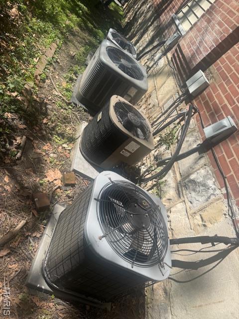exterior view of brick siding and central AC unit