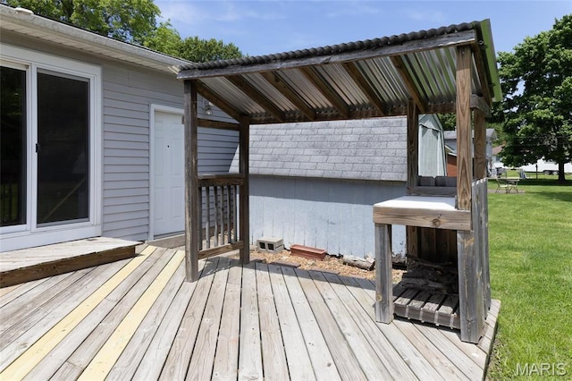 14 Dee St, Moro, IL 62067 - wooden deck featuring a yard