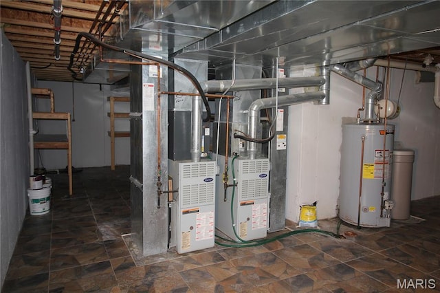 utilities featuring water heater and heating unit