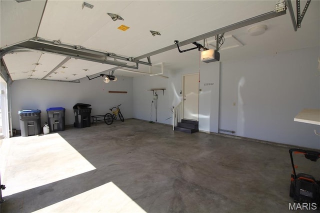 garage with a garage door opener