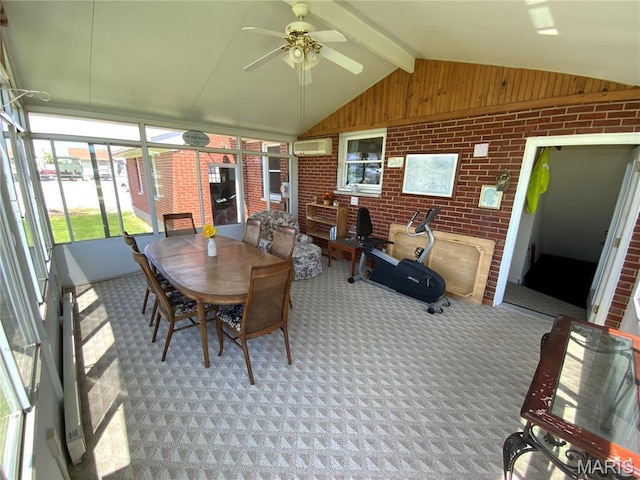 401 Edinger Rd, Wentzville, MO 63385 - sunroom / solarium with a wall unit AC, ceiling fan, and outdoor dining area
