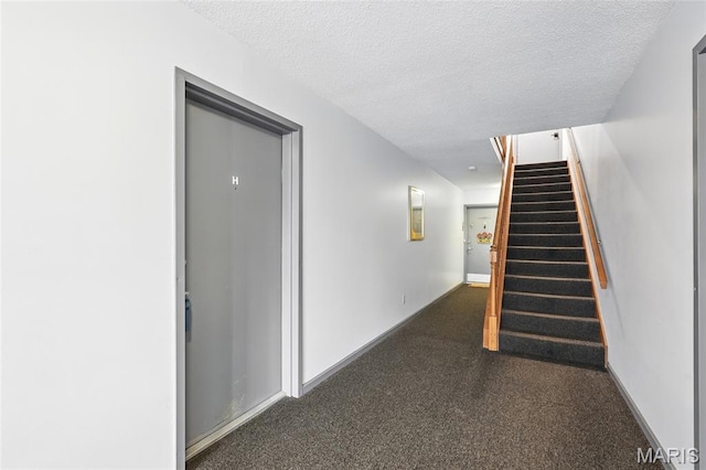 9 Berview Cir Unit H, Saint Louis, MO 63129 - stairs featuring carpet, a textured ceiling, and baseboards