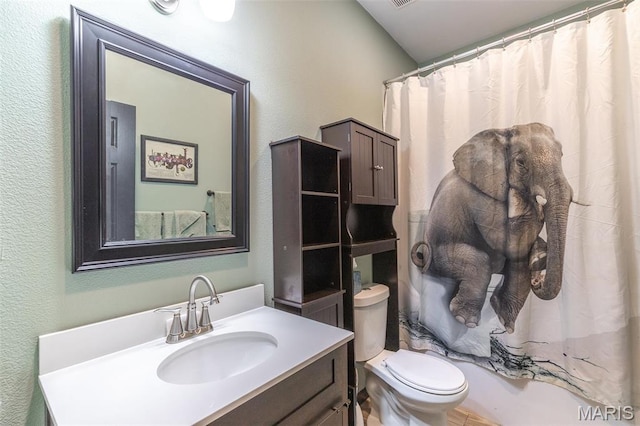732 N Main St, Poplar Bluff, MO 63901 - bathroom with toilet, a textured wall, and vanity