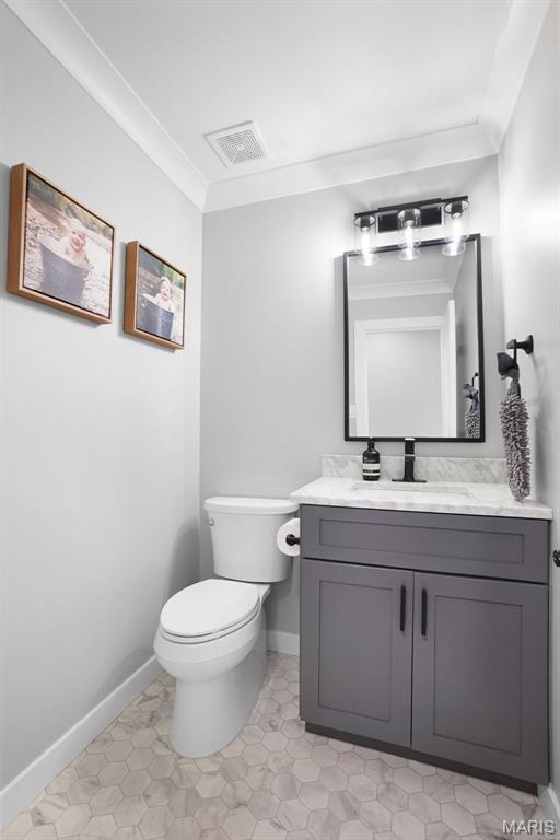 66 Walnutshade Ct, Saint Peters, MO 63376 - bathroom featuring vanity, ornamental molding, and tile patterned floors