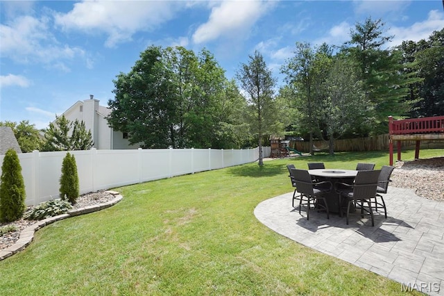 66 Walnutshade Ct, Saint Peters, MO 63376 - fenced backyard with a playground and a patio area