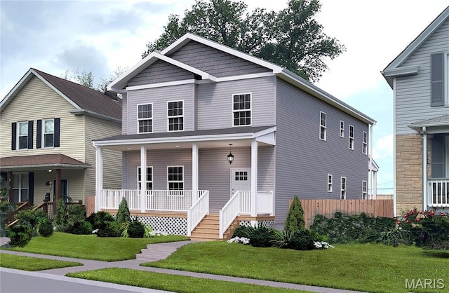 3229 Portis Ave, Saint Louis, MO 63116 - view of front of home featuring covered porch and a front yard