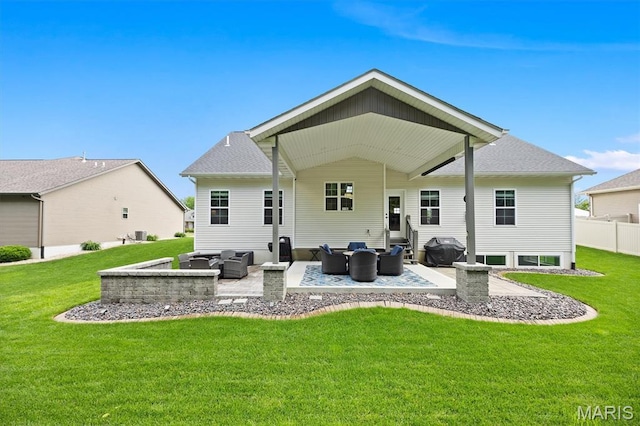 409 Briar Creek Rd, Troy, IL 62294 - rear view of house with outdoor lounge area, a yard, and a patio