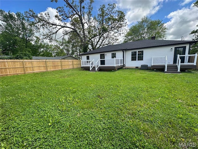 906 E Pace St, Salem, MO 65560 - back of house featuring a deck, central AC, and crawl space