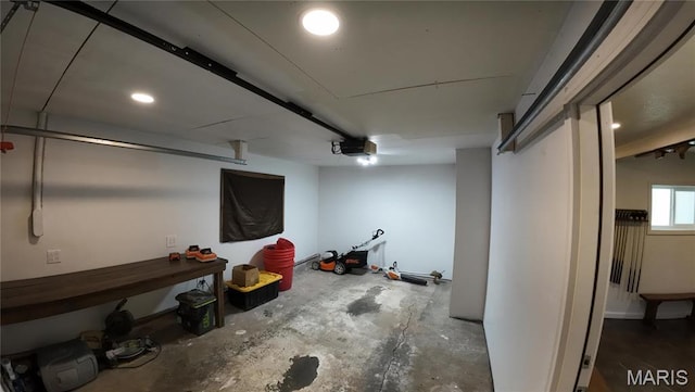 below grade area with recessed lighting