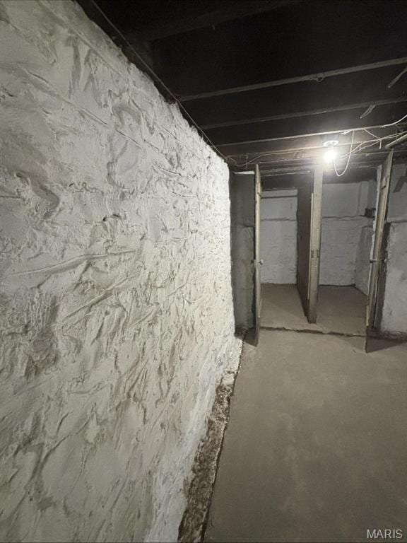 view of unfinished basement
