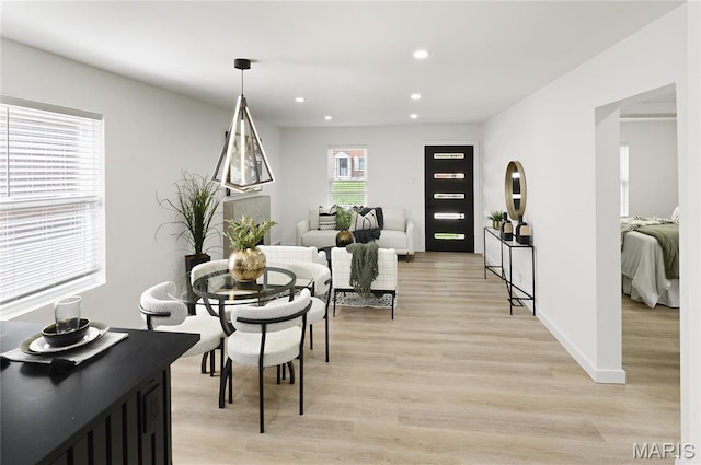 7544 Melrose Ave, University City, MO 63130 - dining space with recessed lighting, light wood-type flooring, and baseboards