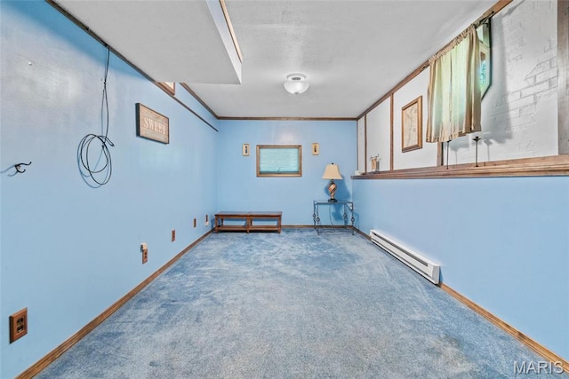 1934 Brigantine Cir, Worden, IL 62097 - basement with a baseboard radiator, carpet flooring, and baseboards