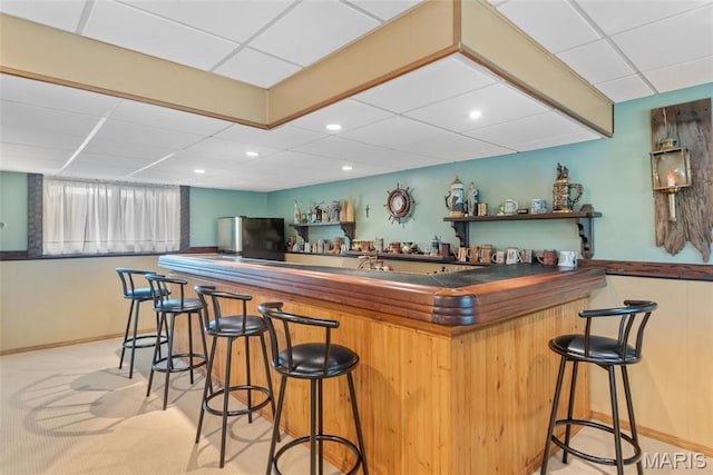 1934 Brigantine Cir, Worden, IL 62097 - indoor wet bar with freestanding refrigerator, a drop ceiling, and recessed lighting