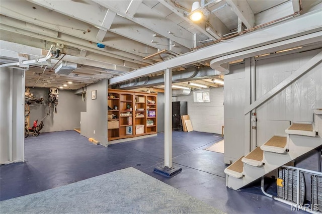 below grade area with stairs