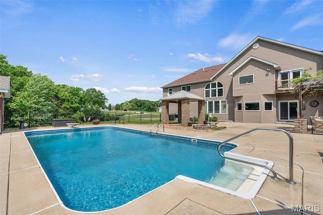 228 Bluegrass Ridge Rd, Saint Clair, MO 63077 - outdoor pool featuring a diving board, a patio, fence, and a gazebo