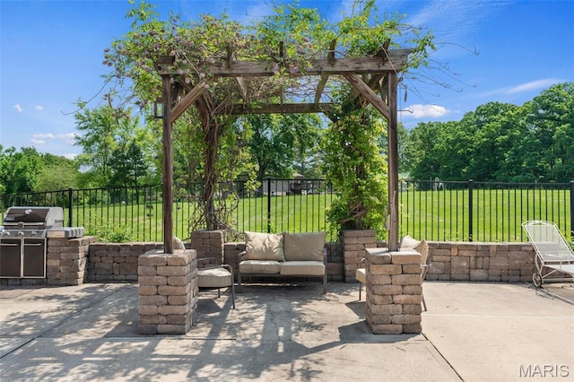 228 Bluegrass Ridge Rd, Saint Clair, MO 63077 - view of patio featuring area for grilling, a pergola, and an outdoor hangout area