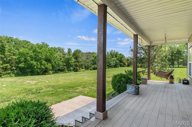 228 Bluegrass Ridge Rd, Saint Clair, MO 63077 - wooden deck with a lawn and a patio area