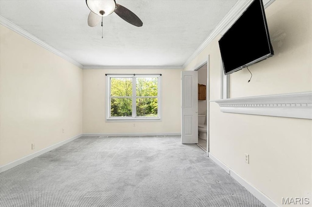 667 Workman Rd, Eureka, MO 63025 - unfurnished living room with ornamental molding, carpet floors, ceiling fan, and baseboards