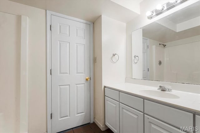 667 Workman Rd, Eureka, MO 63025 - bathroom with vanity, tile patterned flooring, and a shower