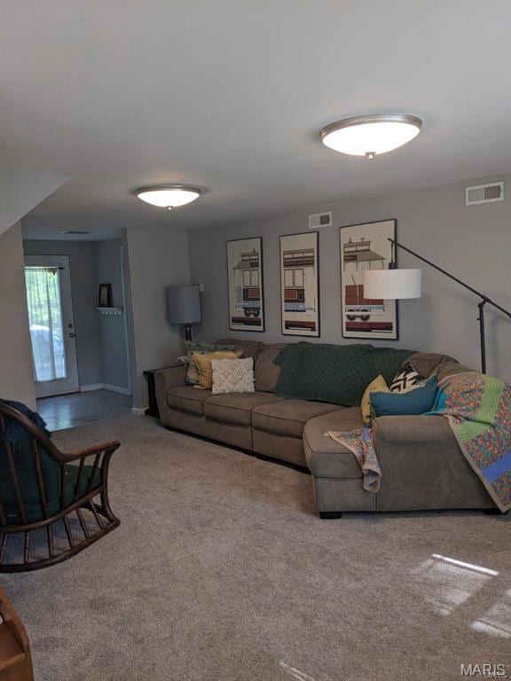 view of carpeted living area