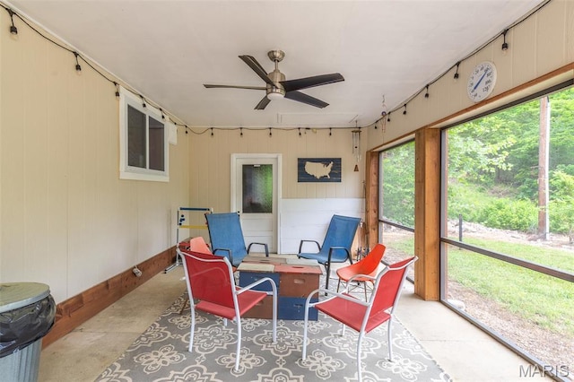 167 Ripley Co Rd Unit Y-3, Doniphan, MO 63935 - sunroom featuring rail lighting, ceiling fan, and wooden walls