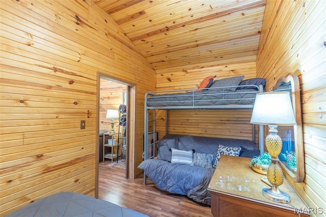 167 Ripley Co Rd Unit Y-3, Doniphan, MO 63935 - bedroom with wood walls, lofted ceiling, wooden ceiling, and wood finished floors