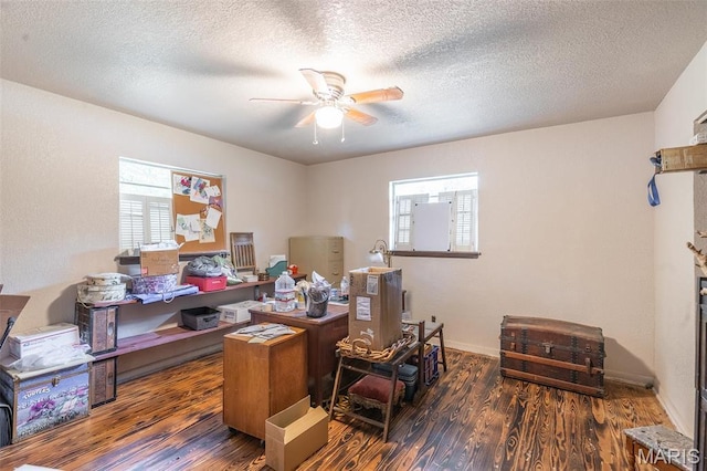 167 Ripley Co Rd Unit Y-3, Doniphan, MO 63935 - office area with plenty of natural light, ceiling fan, wood finished floors, a textured ceiling, and baseboards