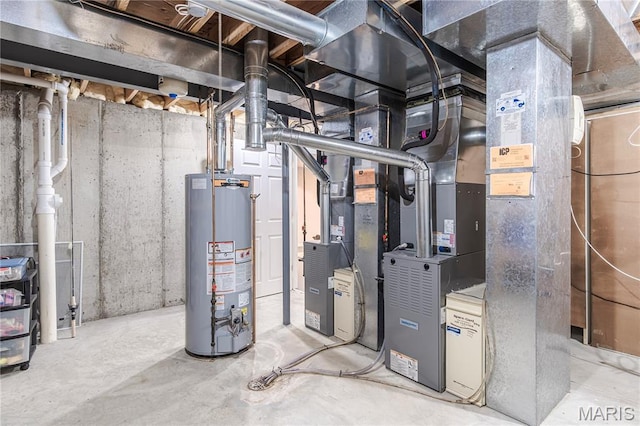 utility room with water heater
