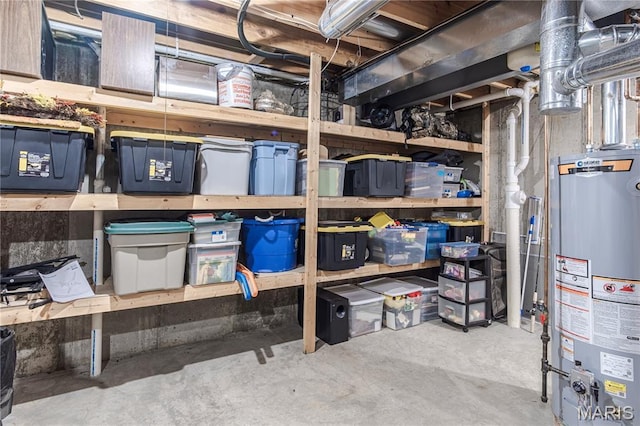storage area with water heater
