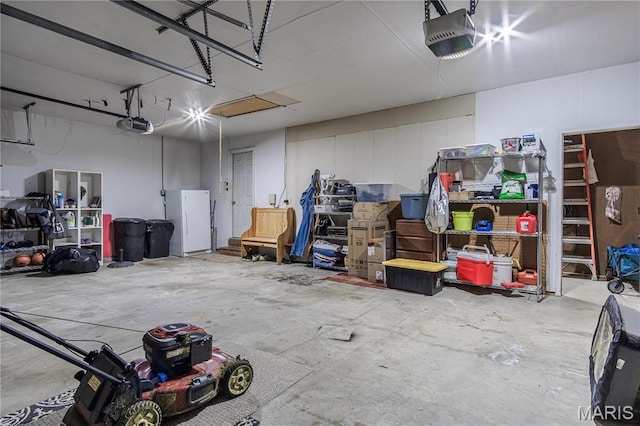 garage with a garage door opener