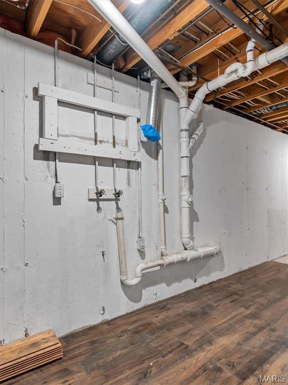 unfinished below grade area with wood finished floors
