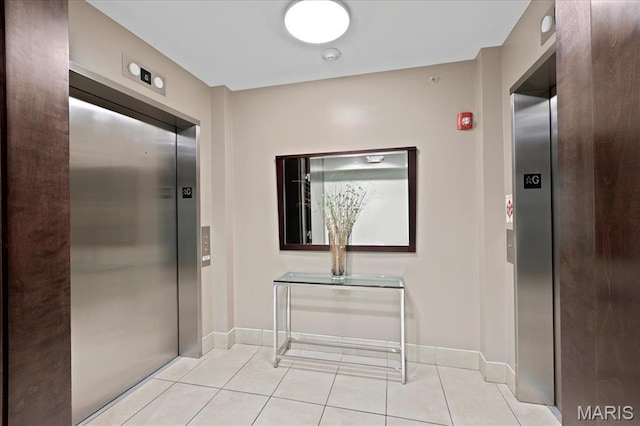 9 N Euclid Ave Unit 411, Saint Louis, MO 63108 - corridor featuring elevator, light tile patterned floors, and baseboards