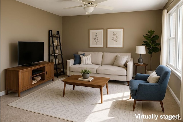 7208 Montclair, Godfrey, IL 62035 - living area with ceiling fan and light carpet